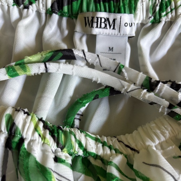 WHITE HOUSE BLACK MARKET PALM PRINT OFF THE SHOULDER HALTER PEASANT BLOUSE SZ M - Picture 11 of 11